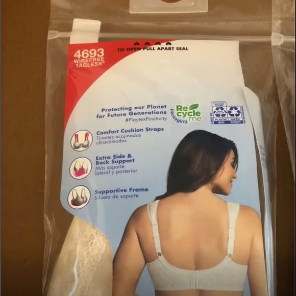 2 Playtex 18 Hour Ultimate Shoulder Comfort Bra Size 40B Natural Beige Wirefree - Picture 5 of 5